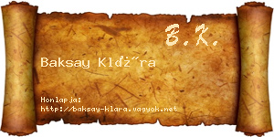 Baksay Klára névjegykártya
