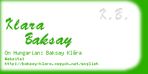 klara baksay business card