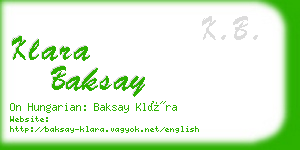 klara baksay business card